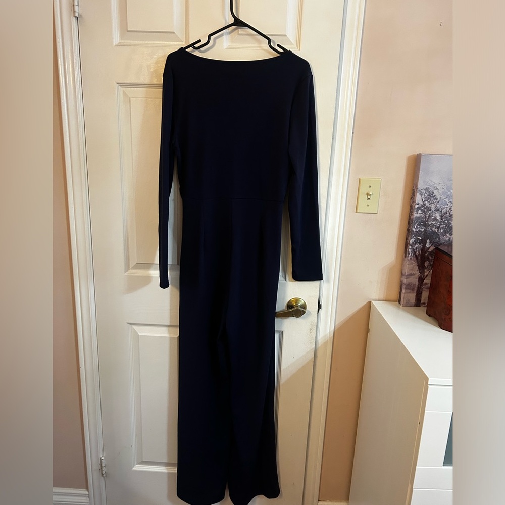 Elegant Navy Blue Women's Jumpsuit - Picture 4 of 6